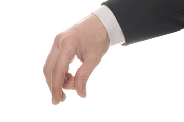 well shaped businessman hand reaching for something