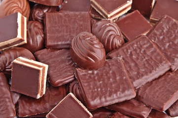 background of various chocolates.