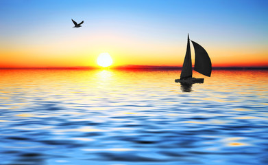 Obraz na płótnie Canvas el barco en el mar azul