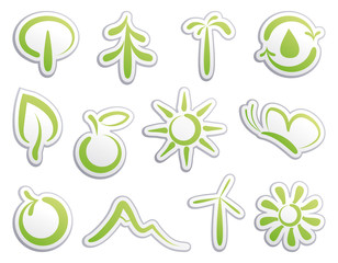 Simple symbols of environment on stickers