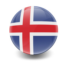 Obraz premium Esfera brillante con bandera Islandia