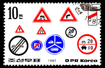 Traffic signs stamp