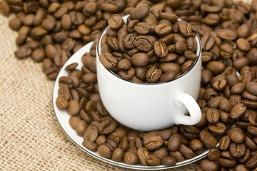 coffee cup and coffee beans