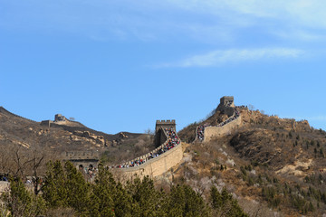 Fototapeta na wymiar Great Wall of China section crowded with tourists