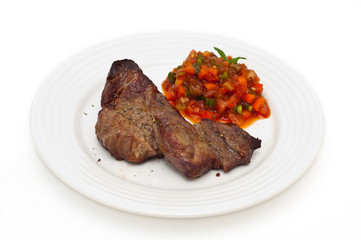 steak and homemade sauce isolated