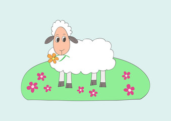 Child like drawing of little sweet sheep