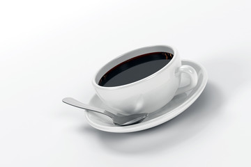 Close up of a cup of coffee including a spoon