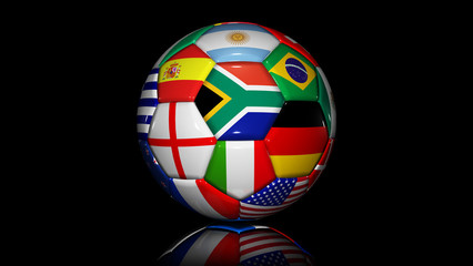 Obraz premium soccer ball with flags of countries in world cup 2010