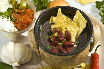 Soup con carne mexican style