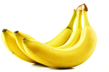 drei bananen auf weißem hintergrund