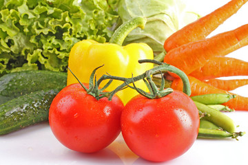 Fresh vegetables  on white