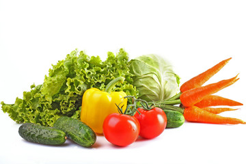 Fresh vegetables  on white