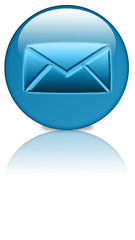 Email, Kontakt,Anfrage Button blue mirror