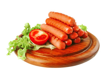 served grilled beef red sausages