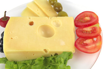 cheese and vegetables on dish