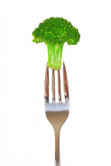 Fresh broccoli on a fork