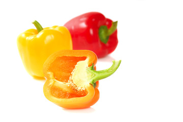 Orange, yellow and red bell peppers