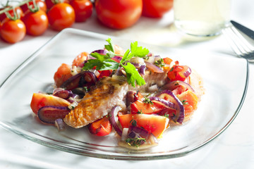 grilled salmon with vegetables