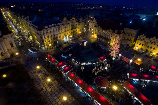 Old Town Square at Christmas time, Prague, Czech Republic