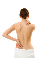 Woman massaging pain back