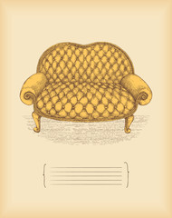 Vintage couch drawing