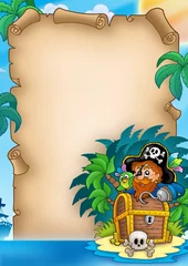 Cercles muraux Pirates Parchemin avec pirate sur l& 39 île