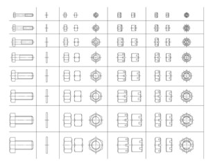 Vector elements for your design. A set of drawings of bolts and