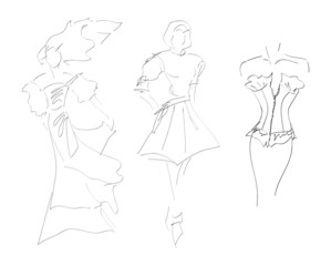 SKETCH. The vector beautiful girl on a white background