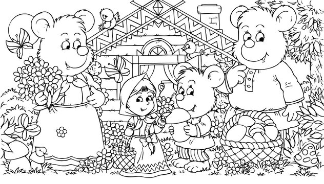 Три медведя + 70 наклеек. Сказки, раскраски и игры. Саломатина Е.И. - купить кни