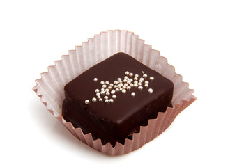 chocolate petit fout over white background