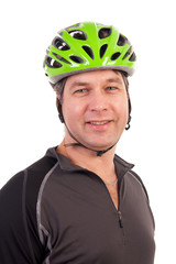 cyclist over white background