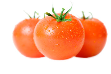 Fresh tomatoes over white