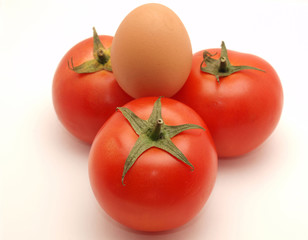 Three tomatoes and egg