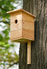 wooden birdhouse on the tree