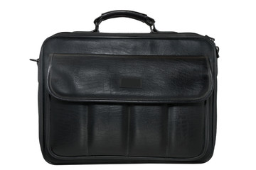 black leather business suitcase