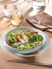 crevettes et haricots au yaourth