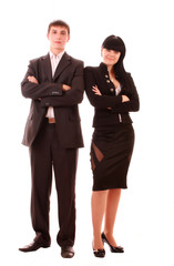 Man and woman in business style isolated on white