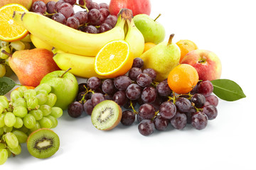 fresh fruits on the white background
