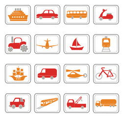 Assorted transportation icons in a vector illustration