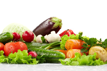 fresh vegetables on the white background