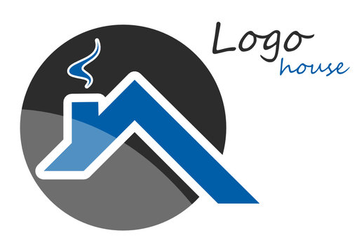 Roof logo, house vector logo, blue real estate company logo