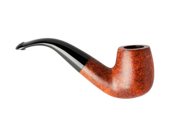brown tobacco pipe isolated - obrazy, fototapety, plakaty