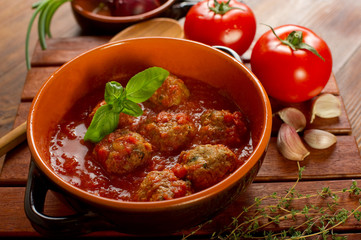 bowl with meatballs - ciotola con polpette al sugo