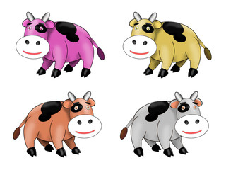 four Cute Spotted Cow