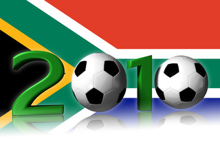2010 soccer logo with south africa flag in background