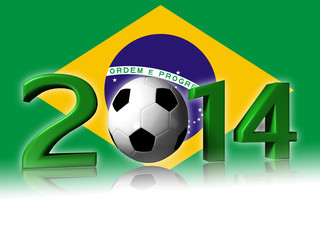 Obraz premium 2014 soccer logo with brazil flag in background