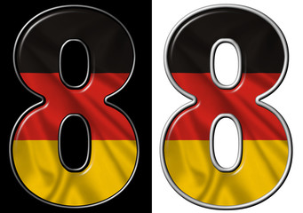 Number 8 showing German flag