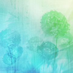 grunge background with dandelions - 23174560