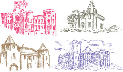 old castle - hand drawing