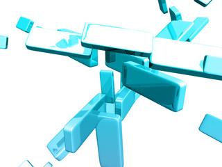 Blue 3d cubes with glossy light effects